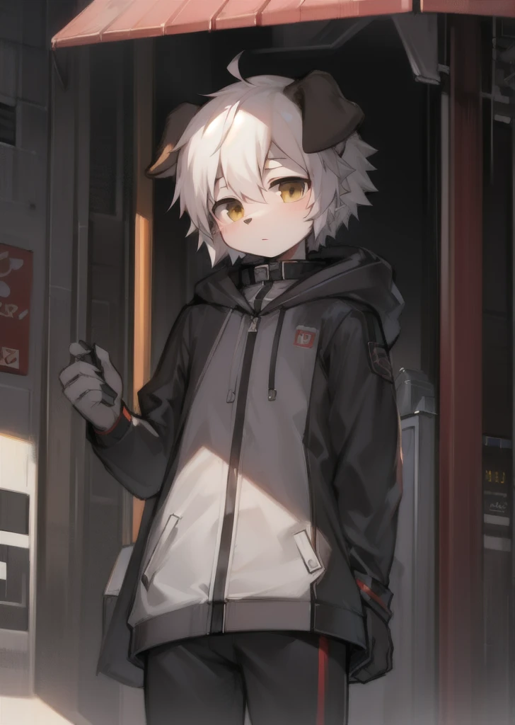furry，hairy，White hair all over the body，白狐boy，boy，White Fox Boy，Cute teenager，Handsome Fox Boy，modern style，Black headset，Black headphones，Black headphones，White hair，白色Peaked Cap，Peaked Cap，Peaked Cap，Baseball cap，White spotted jacket，White robe，White coat，White sweatshirt，White coat，White coat，White jacket，Black loose shorts，Black basketball pants，Black sweatpants，Black shorts，Black silk stockings，Black tights，Black tights，Lively style，Sporty style