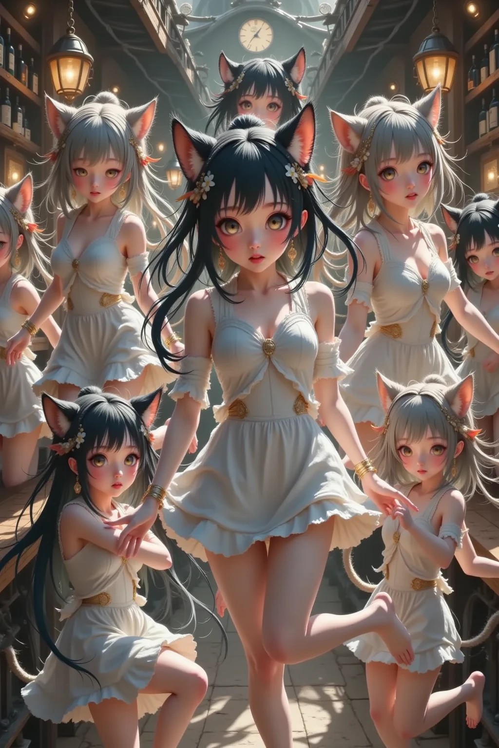 Cat Girl Beauty Big Tits White Liquid Open Legs Long Hair White Hair Bikini Ecstatic Pleasure Shame Sadness Tanga Prom Dress Tail Maid Feather Twins Sisters Parent and Child Close Contact