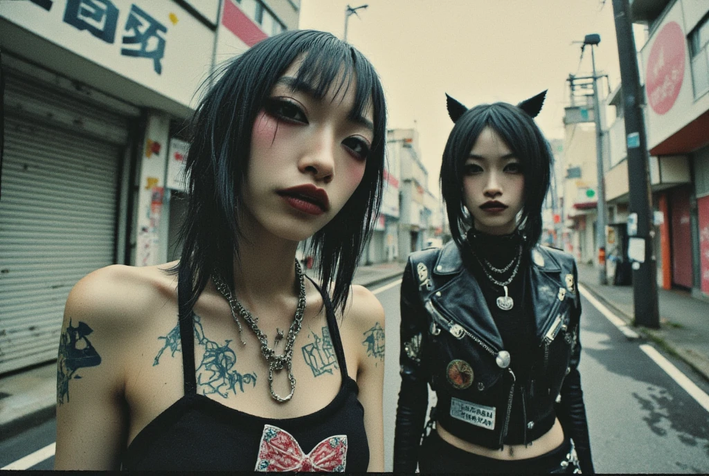 Young Woman black hair SPIKE PUNK style , sitting, chonmage hair, bondage, waraji, chaotic, Eclectic Interior Design, metal bra, intricate details, hyperdetailed, tattoo, goth, Grimacing ((punk asian girl)) ((rebel Girl)) ((1girl)) (( face zoom))