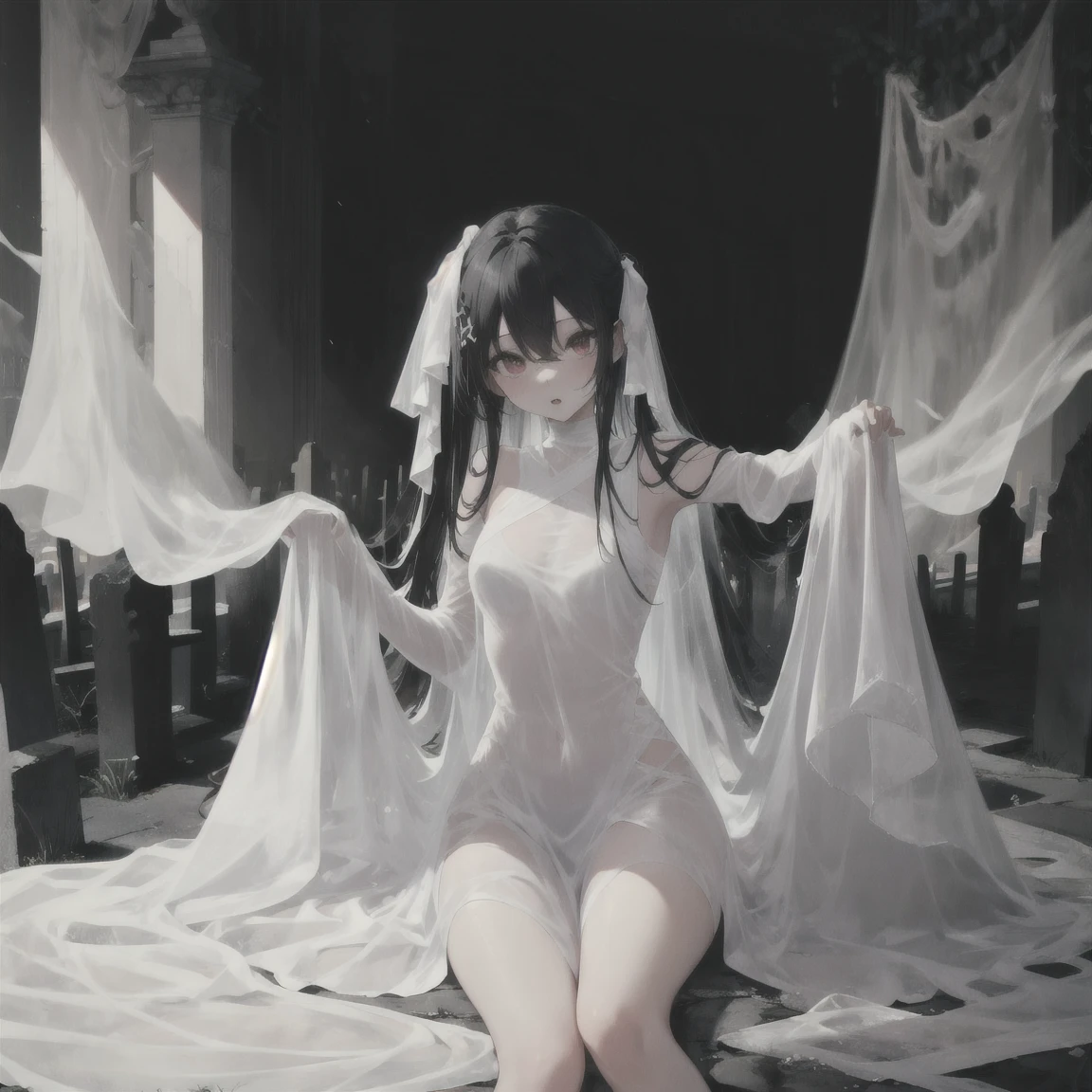 tmasterpiece,Highest image quality,Beautiful full body portrait of a girl,femele'Short hair details,eye mask lace eye mask,covering eyes,Comes with nun and black stockings,Church background,Ultra-detailed details,advanced。At the Pixiv Art Station,Break your own power,Obscenity exposed,R-18G