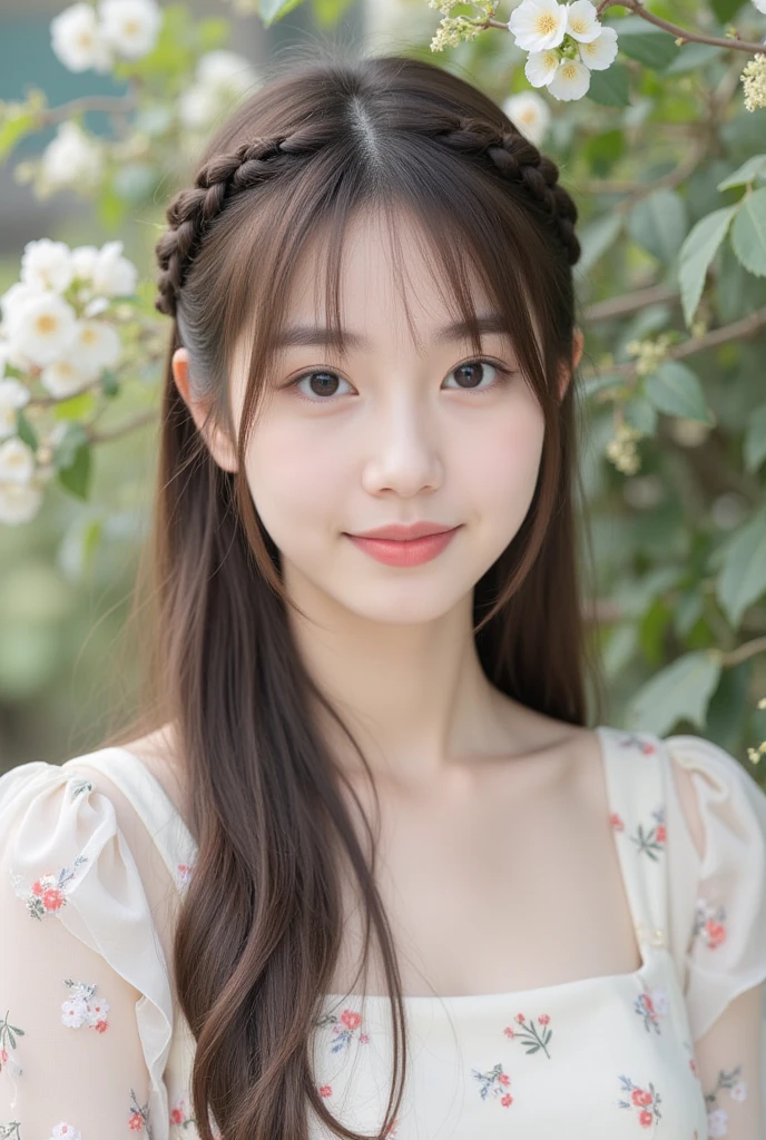 adorable, 1 girl, (face to face), 10 years old, baby face, happy, half body portrait, (face details: 1), (eye details:1), ((big breasts)). wearing transparent transparency long shirt, .. Cute posed. proportional body. Ultra High Res. realistic: 1.4, UHD, (Long Bun Hairstyle)