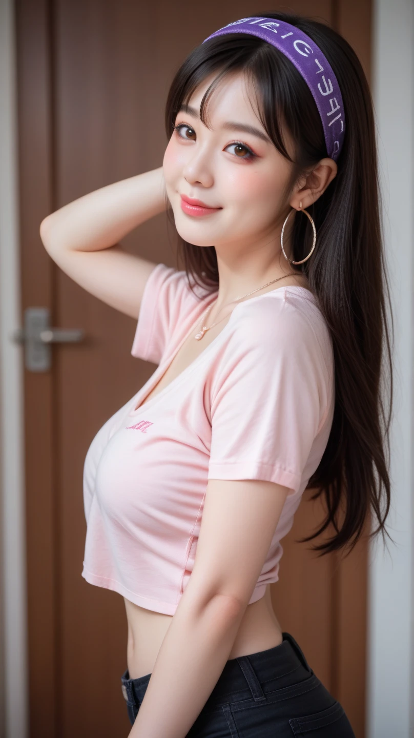 Best Quality, 8k, Masterpiece, (Portrait: 1.3), (photo realistic:1.4), (hyper realistic:1.4), Sharp Focus, looking at viewer, (smoother lighting:1.1), (increase cinematic lighting quality:0.9), realistic lighting, backlighting, light on face, ray trace, (brightening light:1.2), (Increase quality:1.4), sharp detail, (best quality real texture skin:1.4), finely detailed eyes, black_eyes, finely detailed face, 25 year old Korean woman