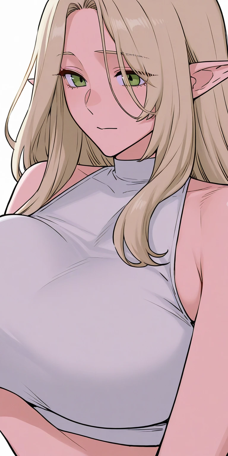 masterpiece, best quality, aya brea, looking at viewer, large breasts, upper body, portrait, seductive smile, put your hands behind your head, armpits, armpits visible, sweaty armpits, wearing black tanktop
