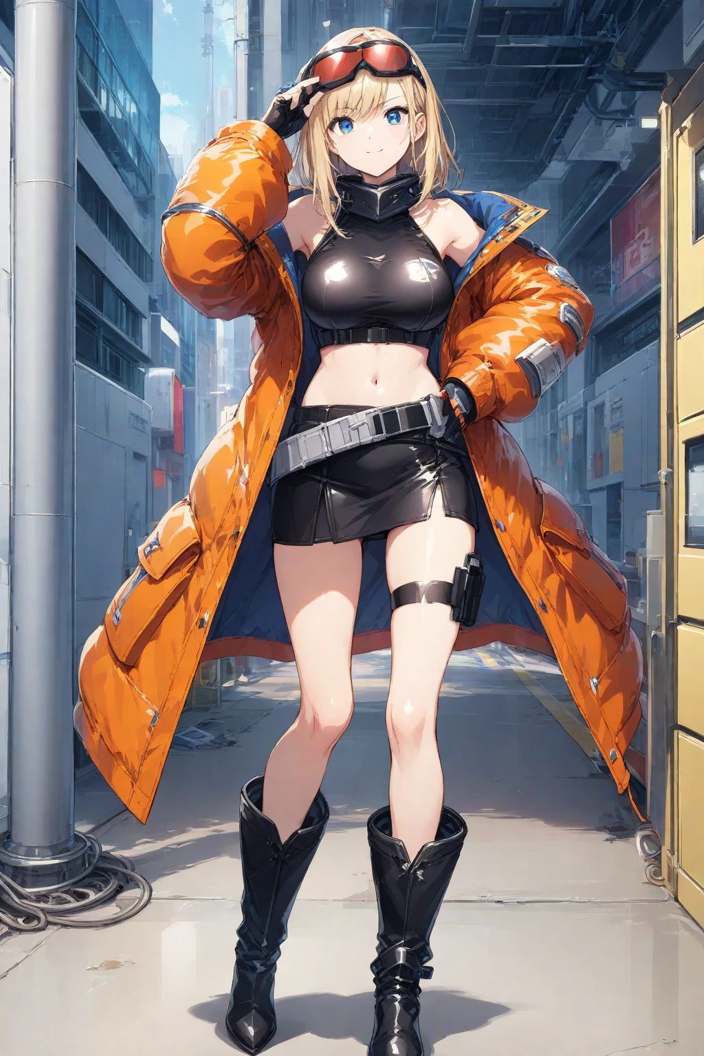 ubel,dark green hair,long hair,side ponytail,hair between eyes,bangs, BREAK (beret, black jacket, open clothes, cleavage, midriff, black shorts, black thighhighs, thigh strap, fingerless gloves, single glove:1.2), Photo,sharpness, F1.6 lens,hyper-realistic textures,spectacular light textures, Cinestil 800 Fashion Mechanics,(((Beautiful woman with left leg restrained and hung by chains))),Appearance,Beautiful girl with accentuated slender abs: 1.1,six-pack abs: 1.1, Bust Botox,Standing on tiptoe, long legs,Long brown hair fluttering in the wind,Brown hair, Long hair, Female Warrior Costume,(No panties,No bra),(tacticul battle fashion,elbow and knee tacticul battle fashion, battle glove: 1.1),((cute batre costume)),The belly comes out and the navel is visible,Thin sheer costume, combat gloves,shredded costumes,cyber long combat boots with golden knee pads,Anatomical,(futuristic sci-fi battle fashion, new elbow and knee cyberpads, new cyberlong boots, new cybergloves: 1.1),(tied perfectly by iron chain), Restraint, Slave, collars, contempt, (Chained), 4 chains hung from heaven, Metallic shackles and fetters, wet crotch clearly visible,((Hands are restrained above the head)), the neck is chained,Chain from left knee to heaven,Chained by rusty iron chains,((the tip is protruding, areolas protruding,The shape of the pubic area is clearly visible:1.2)),Sweating,Wet,Wet crotch,Wet thighs,Junkyard, Realistic, (cute, perfect clothes, skimpy clothes, cute: 1.3) ,Vast miritary base in us,((wide mirtary hospital with summer sunlight)), peeling ceilings, Rebar between, Realistic material details, Extreme details, Ultra-realistic materials,narrow waist,(with sparkling eyes and a contagious smile:0.9),looking at viewer,