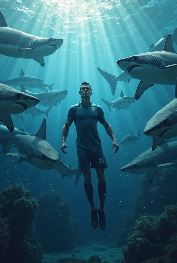 man and shark