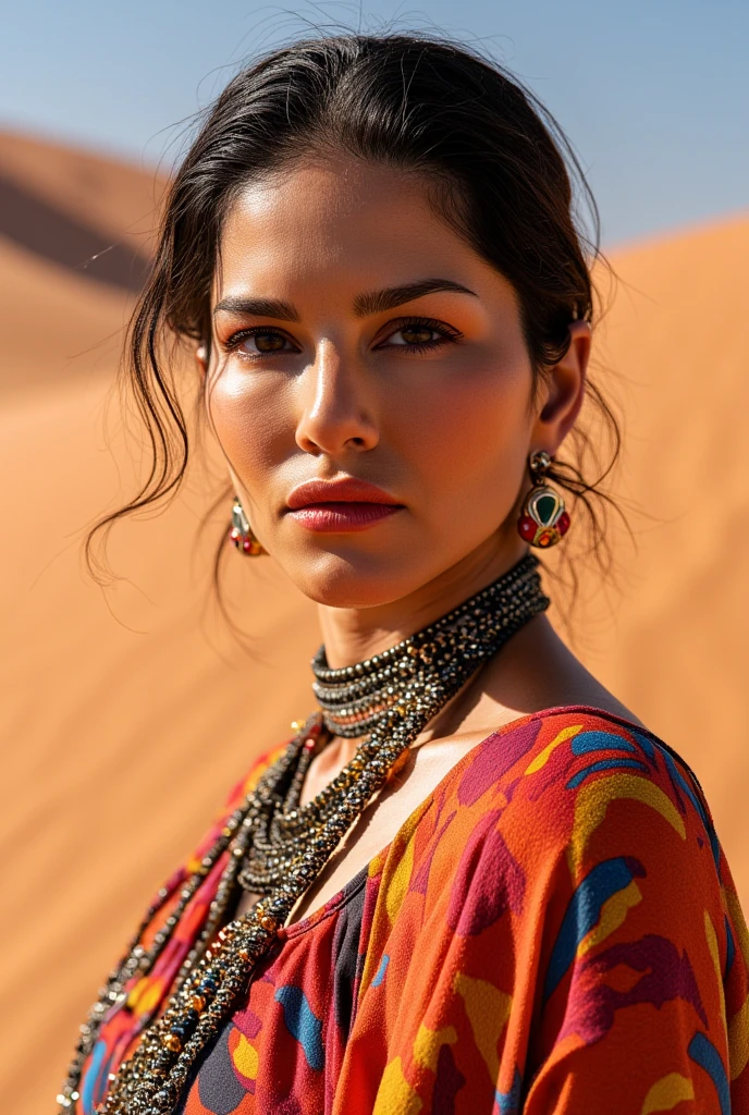 Beautiful boho women stunning merge of Eva Longoria. with colorful southwestern style dress. colorful southwestern earing and. jewelry dark-black colored hair that is coarse, wiry, and tightly curled. It often has a rough texture, feels stiff to the touch, and may be prone to frizz and tangling. The curls can be densely packed. The Official Art – An Award-Winning Digital Masterpiece In 4K Ultra HD, Extreme Detail And Intricate Realism. symmetrical face. This Concept Art Brought To Life By The Hands Of Artists Like Wlop & Artgerm In A Stunning 2D Vector Illustration. large, perky, full, vuluptious, symmetrical and spherical breasts. Background is a beautiful panoramic vista of a red rock canyon.
