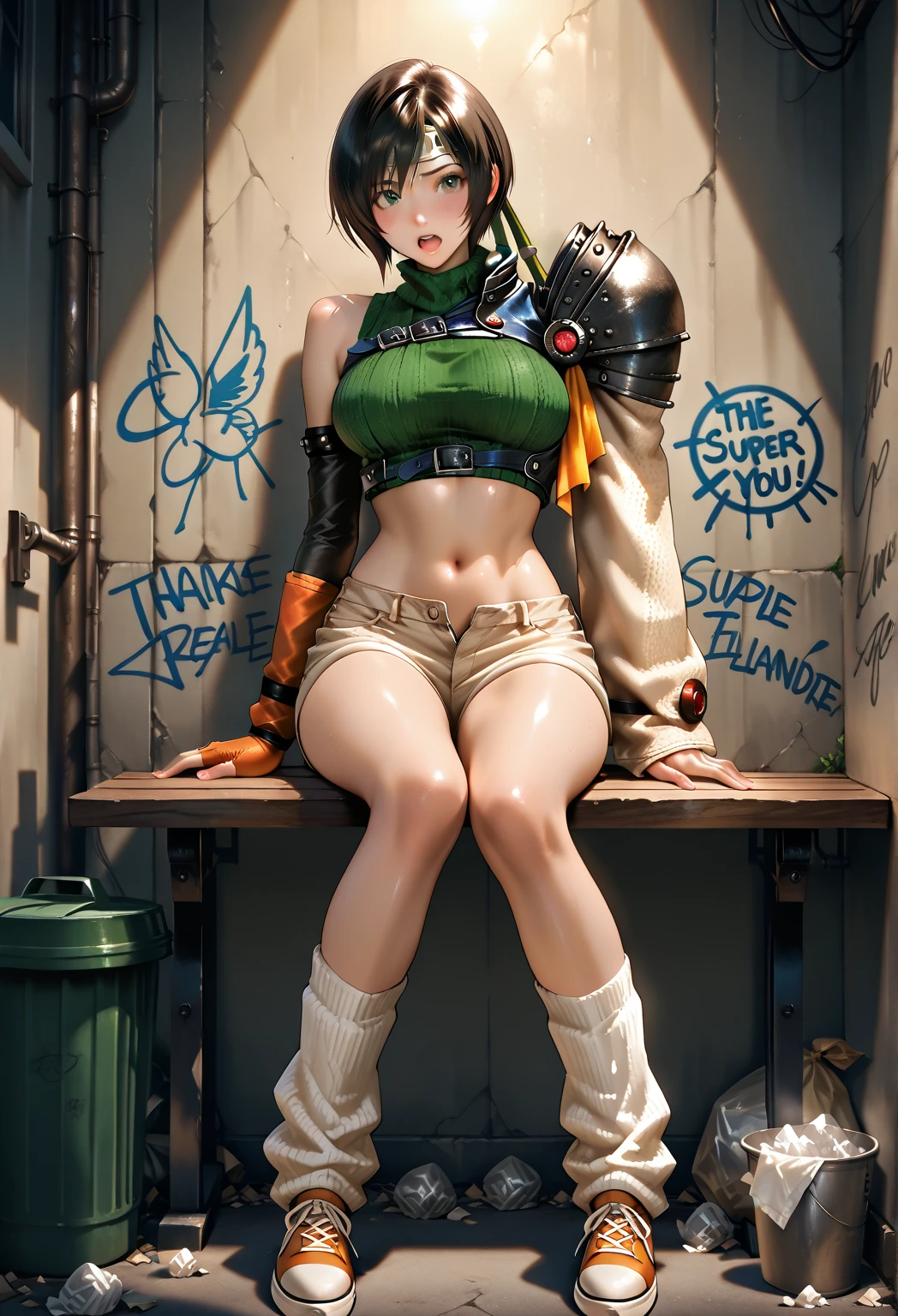 ((( corpo inteiro ))), ((( Military helmet on head ))), roupa cheia de buttons, master part, best quality, super detalhe, 8k, mulher linda, Tank Girl com cara de maluca, sorriso malicioso , cabelo moicano colorido, garota punk, post-apocalyptic world, (( menina do tanque )), Nijistyle, roupas rasgadas e sujas, moicano curto, sides of shaved head, rosto limpo