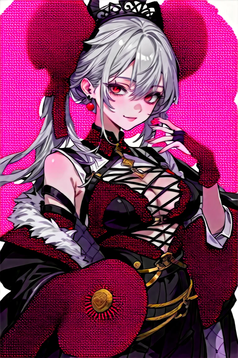 (masterpiece, top quality, best quality, beautiful and aesthetic:1.2), extremely detailed, highest detailed,gray eyes, orange hair | long blonde hair, cleavage, black japanese clothes, black kimono, silver chain, pink shawl, black wide sleeves, white sash,
Matsumoto Rangiku,graffiti art, red wall,from above, huge breast, looking at viewer, smile,
