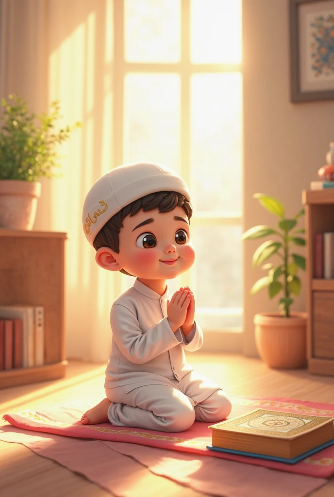 boy wearing kurta pajama white colour and setting on a sofa and smiling and too much too much gaps and write Kherra and chikka in big letters