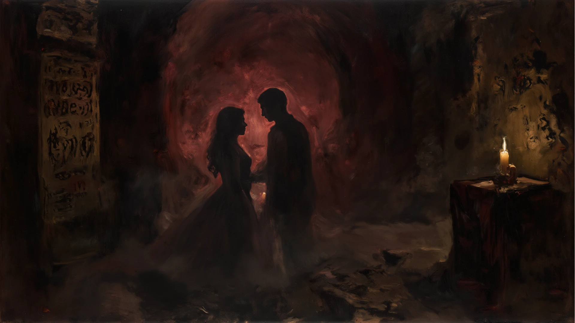 there is a man and woman standing in a cave by the ocean, standing in a grotto, cliffside, on a cliff, in a cave, unique silhouettes, silhouetted, dramatic”, dramatic ”, looking into a mysterious cave, couple kissing, romantic couple, romantic!!!, silhouette!!!, silhouette :7, epic romance, black silhouette, silhuette --auto --s2