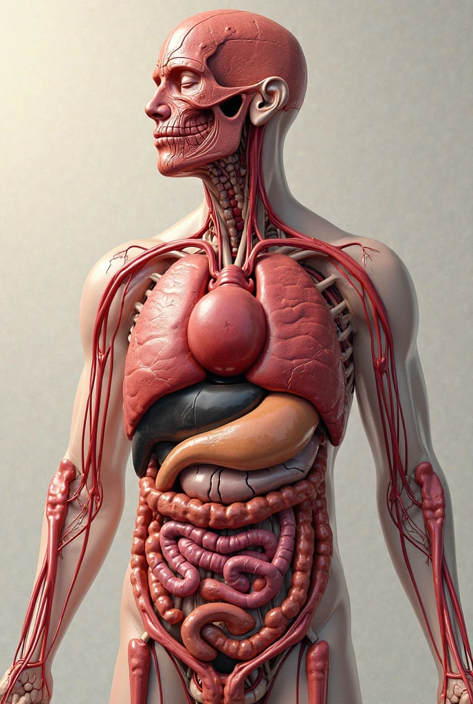 man with all organs exposed