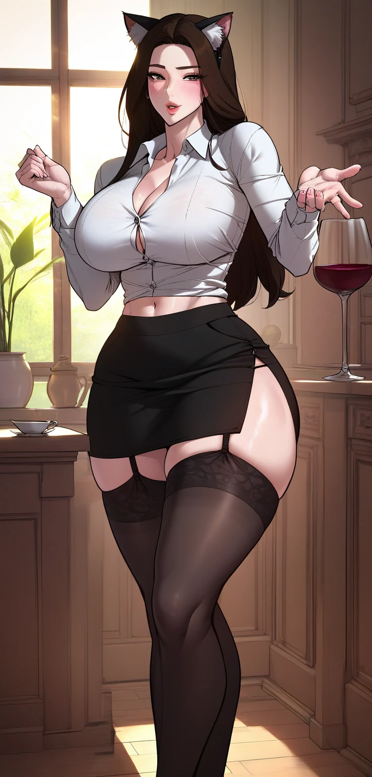 best qualtiy, Full body like,Refined face,pretty face,25 years old woman,slimfigure,huge tit(1.2),Hosiery,Big,full bodyesbian,One leg is slightly raised