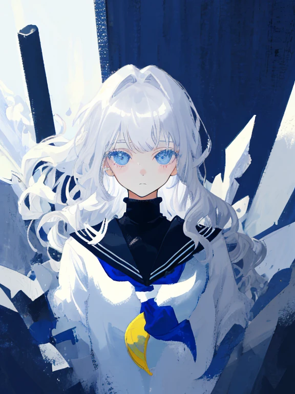 Best quality, beautiful face, detailed, perfect body, 
Girl, Green eyes, cute smile, short dark blue hair, cute Smile, white hair clip, small cute body, normal-sized cute breasts, white light jacket, blue butterfly tie, blue winter jacket, gray school skirt, city background , Ichigo from Darling in the Franxx 