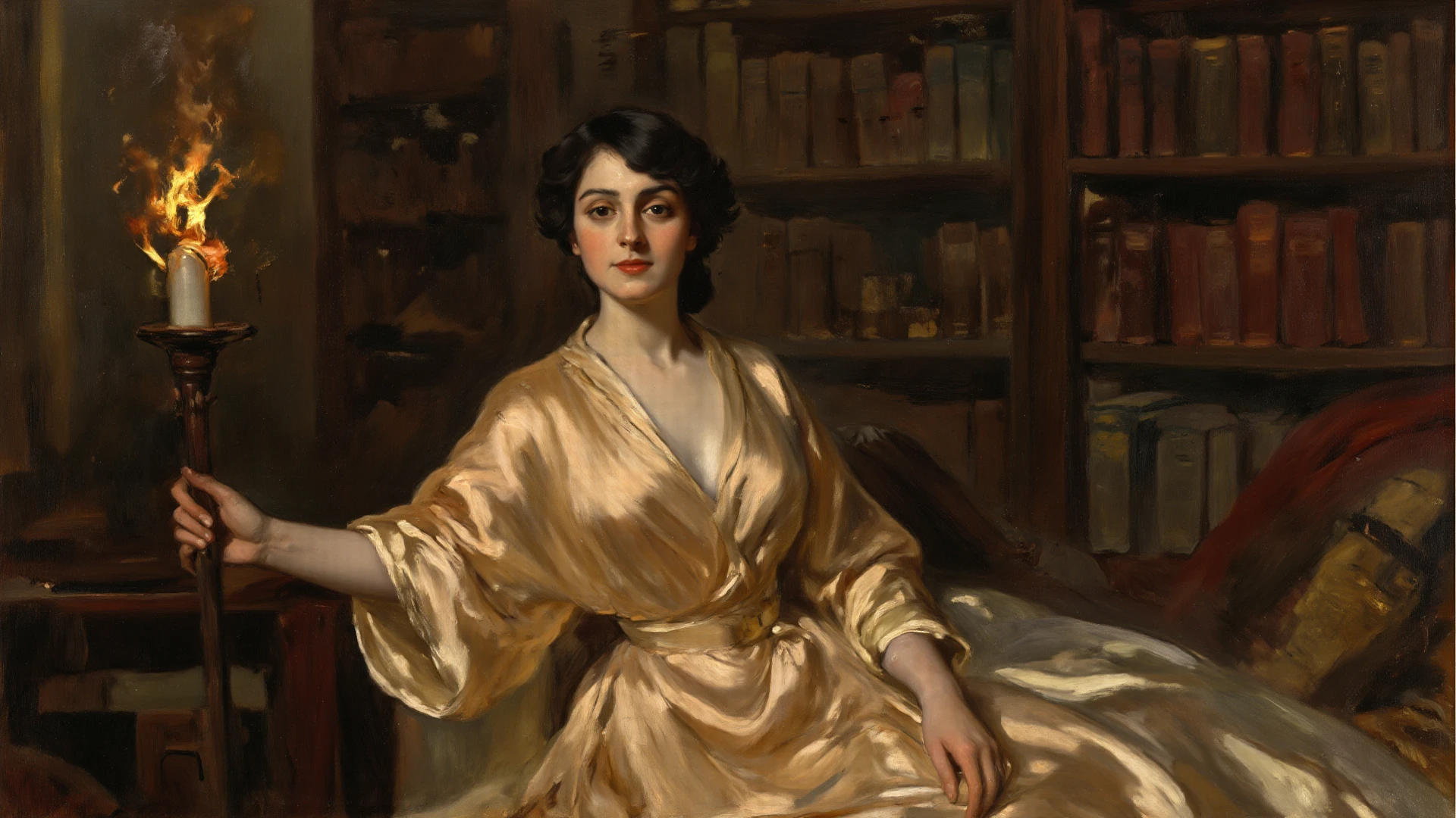 <lora:Theodore Robinson Style:1>Theodore Robinson Style - a messy, impasto portrait of a seated, slim, 30 year old, very beautiful Armenian woman wearing a lavish gown sitting amid a hydrangea
