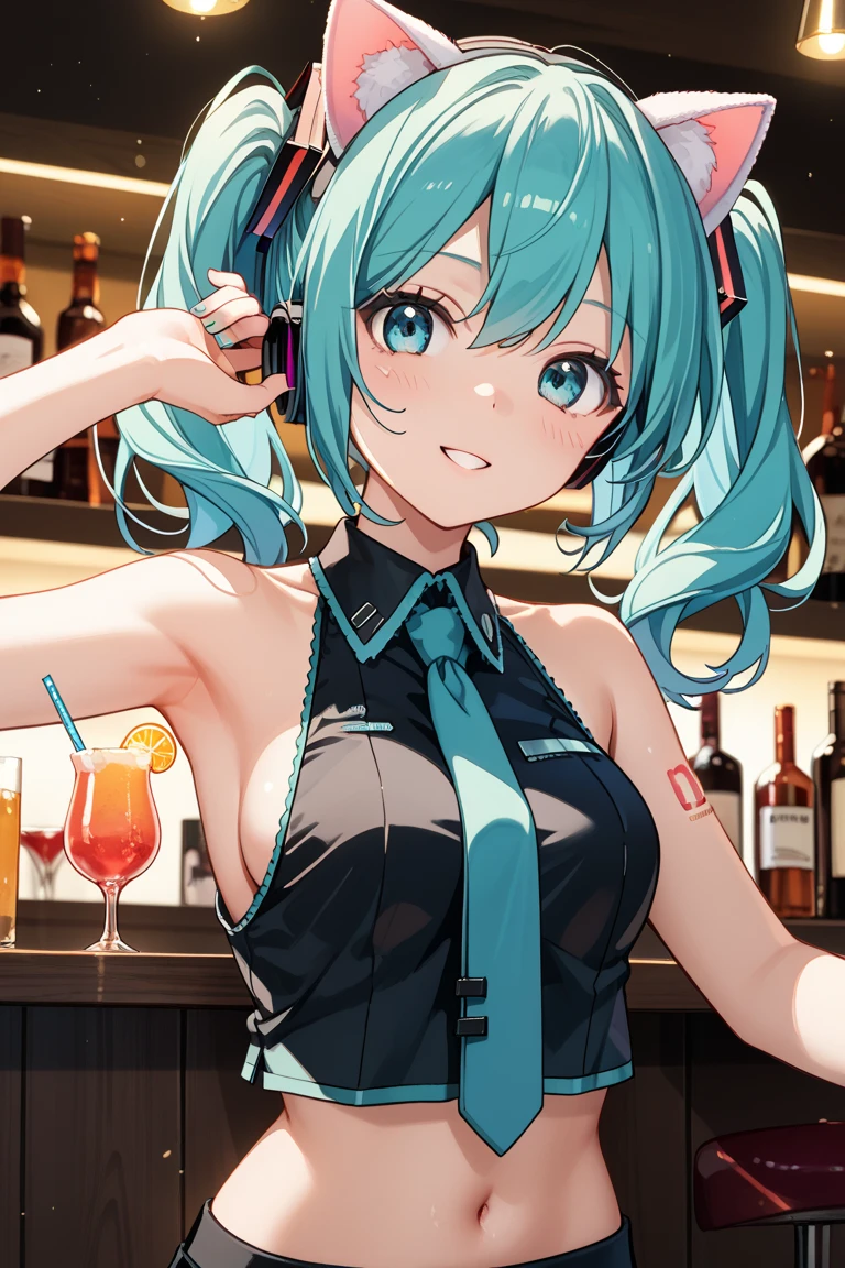 masterpiece, best quality, extremely detailed, (illustration, official art:1.1), 1 girl ,(((( light blue long hair)))), ,(((( light blue long hair)))),light blue hair, , long hair ((blush)) , cute face, masterpiece, best quality,(((((a very delicate and beautiful girl))))),Amazing,beautiful detailed eyes,blunt bangs((((little delicate girl)))),(((tareme))),droopy eyes.(true beautiful:1.2), sense of depth,dynamic angle,,,, affectionate smile, (true beautiful:1.2),,(tiny 1girl model:1.2),)(flat chest), 1 cute girl, hairband, blue eyes, smile, open mouth, cowboy shot,
BREAK
(Pink Playboy Bunny, Pink Shiny Latex Leotard, Fishnet Tights, Bunny Ears Hairband), Cyberpunk bar counter,
BREAK
masterpiece, best quality, very aesthetic, absurdres, absolutely resolution, ultra detailed, 8K, detailed beautiful face and eyes, perfect anatomy, professional lighting,