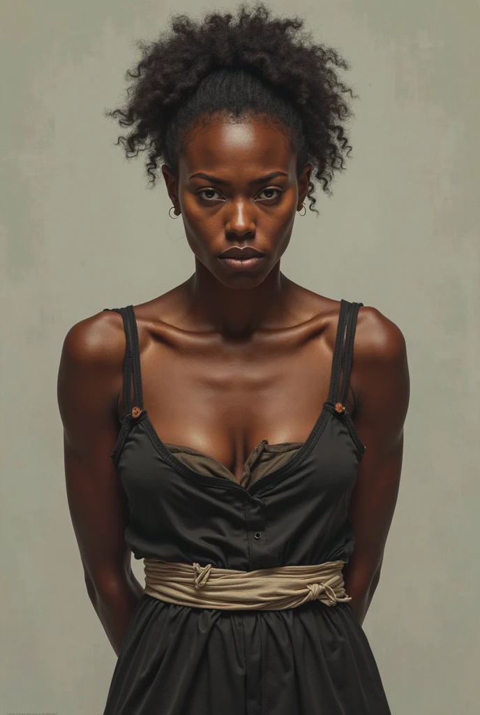 (best quality,ultra-detailed,realistic:1.37),Lilith, dark skin, timeless natural beauty, carved out of a piece of hardwood.