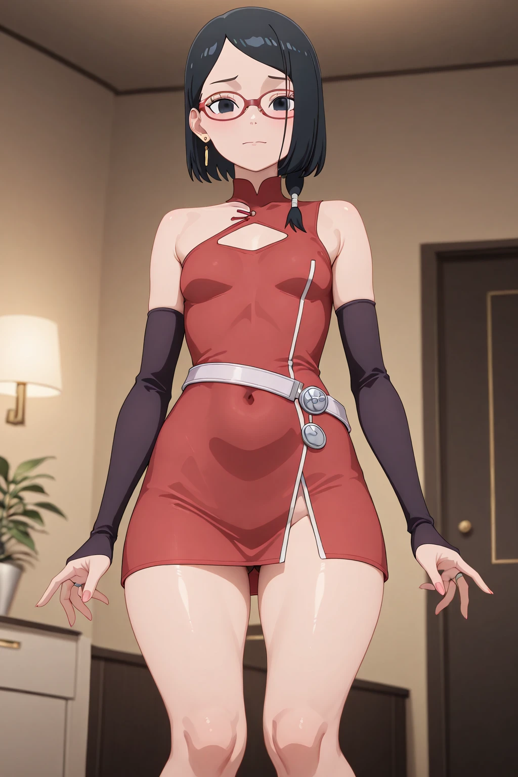 anime screencap, young, 1girl,solo, wavy black hair, wavy short hair, wavy hair, wavy hairstyle, black eyes,small breasts,armpits,wet armpits, showing wet armpits, laying down messy hair, messy wavy hair, wavy messy hair, showing small breasts,sexy girl , breasts, cute body, getting, removing panties,sex, sexy pose, sexy body, body naked , cute body,armpits close to viewer, armpits very close, close to viewer, close to camera, cameltoe, laying down having sex, cute girl, having sex in bed, getting fucked, wet vagina, wet pussy, tiny body, cute tiny body, masturbating, fingering pussy, masturbating pussy , cute body ,, cute stature , cute body, wearing skimpy swimsuit, sexy swimsuit, messy hair, wavy hair, messy wavy hair, wavy messy hair