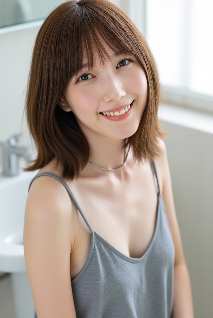 (NSFW)、1 Girl, alone, (Pieces fly, Highest quality:1.2), Realistic, 超Realistic, formal, Detailed face, Face Focus, Mature Woman女性達, Mature Woman, Chubby, Cleavage, Troubled expression (見る人に向かって突き出すポーズをとるMature Woman:1.3), Blake Honoka, Pink Hair, hair ornaments, necklace, Glowing, Shiny Skin