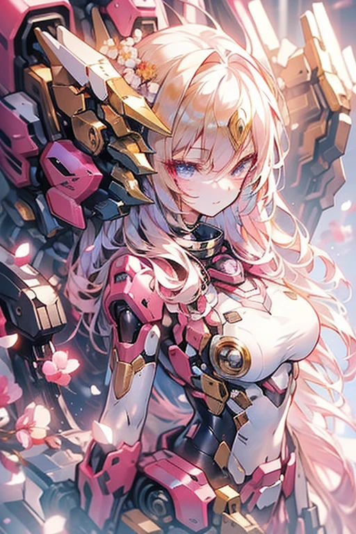 Mechanical Girl masterpiece long Blonde high school girl Short lovely Young Girl Mechanical Combatant whole body smile One body