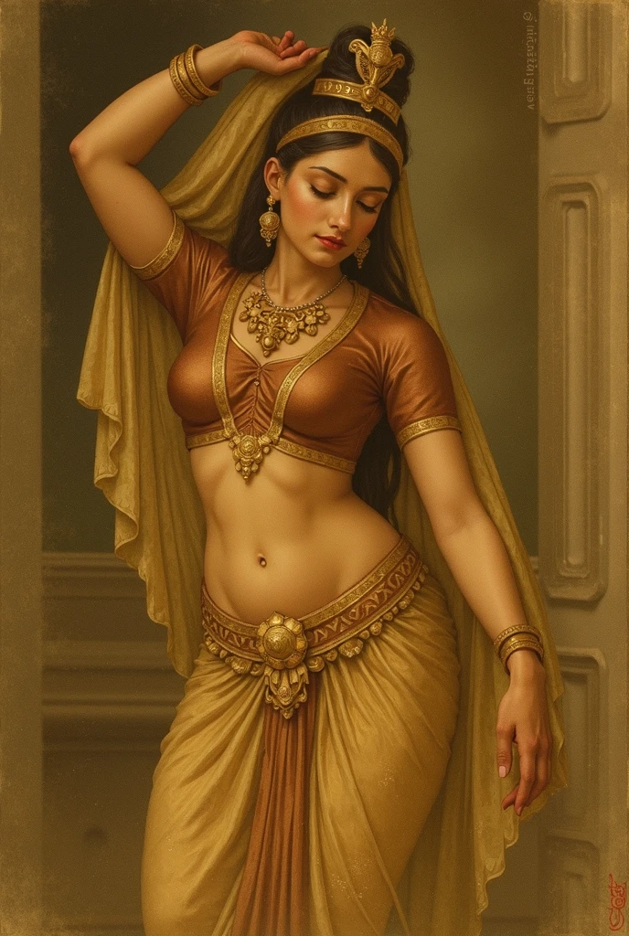 Beautiful Indian Woman, wearing saree, sari Beauty, gorgeous, Apsara, Maharani, royal queen woman, nymph from Hindu Mythology, Urvashi, matchless beauty, Highly detailed, Oil Painting by Peter Paul Rubens inspired by Raja Ravi Varma, Matchless beauty, captivating, gorgeous, heavenly beauty, celestial beauty, by Peter Paul Rubens, 1893, realistic, hyper realistic, micro details, incredible artwork, insane details, ultra High resolution, 8k, 32k, acrylic on canvas, intricate, flawless, detailed, detailed face, detailed eyes, masterpiece, by Peter Paul Rubens, by Caravaggio, by William Adolphe bouguereau, perfect face, perfect body, beautiful art, realism, baroque, renaissance Art, highly textured, beautiful and High clarity eyes, uhd, best quality,