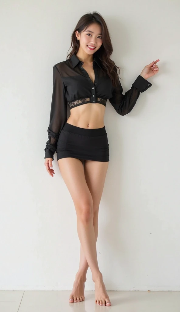 (La mejor calidad, 8k, 32K, Obra maestra, UHD:1.hoto de glamurosa mujer japonesa, 1girl, ((pechos enormes :1.5)), (Abs, Figura esbelta, cuerpo perfecto :1.2), Cabello medio-corto: 1.1, (wet black erotic dress: 1.1), (interior, Noche :1.2), lie on the bed, Cara ultra detallada, Labios detallados, ojos detallados, 二重まぶた, desnuda