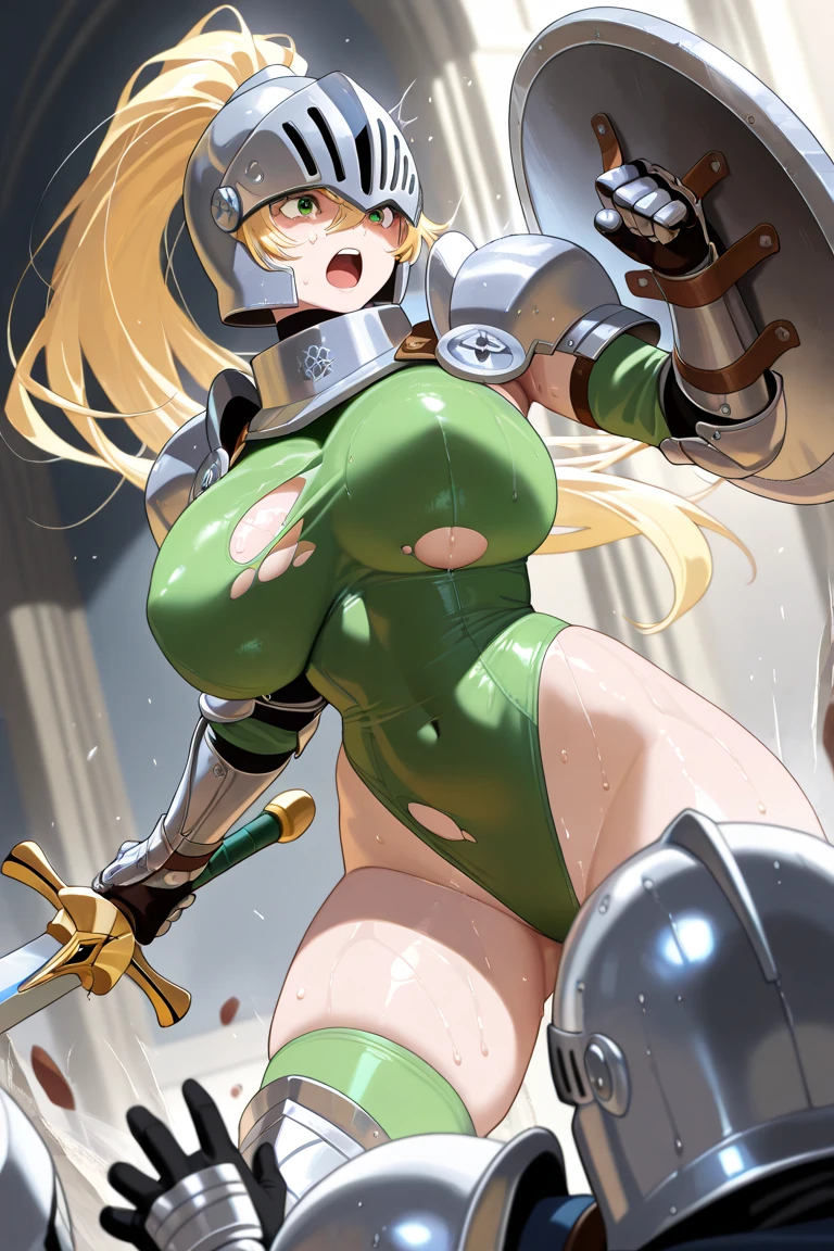 masterpiece, best quality,upper body, solo, <lora:HEN_Inja_no_Kuruwa_aiwaifu-10:1>, HEN_Inja_no_Kuruwa_aiwaifu ,aiwaifu ,blonde hair ,huge breasts ,long hair ,armor ,green eyes ,gloves ,braid ,bikini ,bikini armor ,navel ,swimsuit ,shoulder armor ,breast grab ,circlet ,jewelry ,large breasts ,pauldrons ,covered nipples ,gauntlets ,gigantic breasts ,green gloves ,micro bikini ,shoulder pads ,single braid ,chain ,cleavage ,collar , realistic, ultra specular detailed, amazing artwork,HDR, 8k uhd, dslr, soft lighting, high quality, Nikon Z9, award winning best photography, (well defined perfect hands, high detailed skin:0.3), (absurdres,golden_ratio,highres, incredibly_absurdres:0.2),(scenery,sidelighting,masterpiece:0.5),