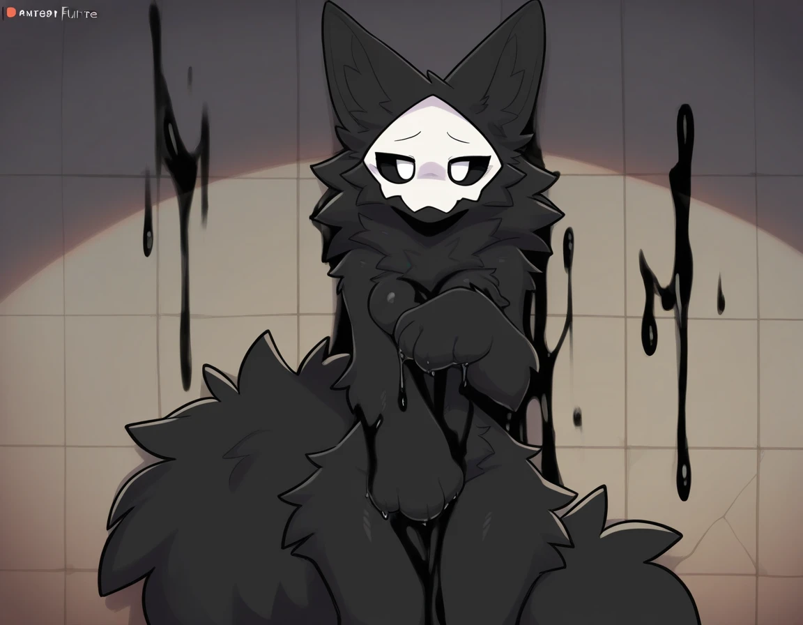 by zinfyu, detailed background, octavia \(helluva boss\), owl demon, grey body, red sclera, white eyes, white face, tail feathers, octavia goetia, female, solo, nude, naked, small breasts, detailed breasts, detailed vagina, pink nipples, standing in shower, water running, showing vagina, legs spread, blushing, full body,