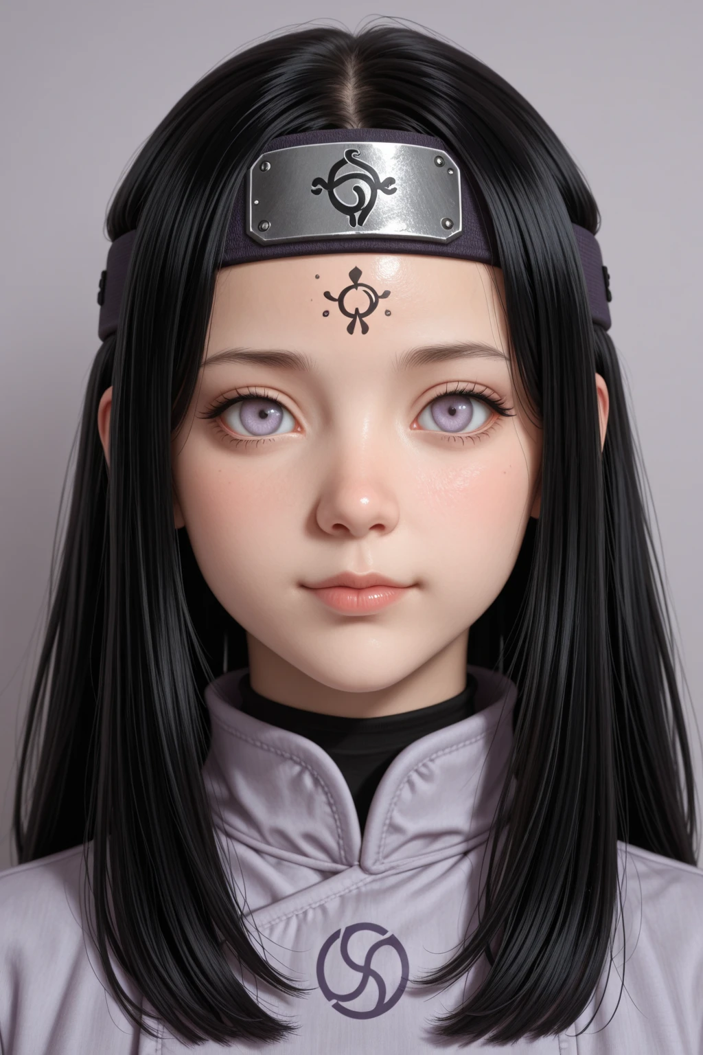 a close up of a person with long hair and a hooded sweatshirt, hinata hyuuga, hinata hyuuga from naruto, from naruto, as an anime character, perfect anime face, she has Dark Blue Hair with bangs, female anime character, anime character, best anime girl, Hime cut hairstyle, Dark Blue Hair, (bright red lips:1.3), light purple eyes, ssmile, (beautiful face:1.3)