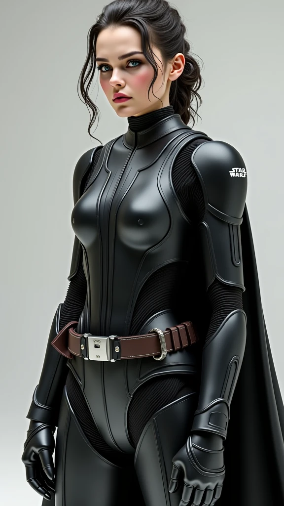 Photo of a sexy female Stormtrooper from Star Wars, (Detailed character: 1.2), brunette hair, black thigh highs, medium breast, full body, (Dynamic portrait), (Hyperrealism), (Detailed RAW color art), bokeh, Leading Lines Shot, Tilt-Shift (Simulating Miniature Scenes), Butterfly lighting.

This captivating image showcases a female Stormtrooper from the Star Wars universe. With her brunette hair peeking out from beneath the iconic helmet, she dons black thigh-highs, adding a seductive twist to her military uniform. The medium-sized breast, accentuated by