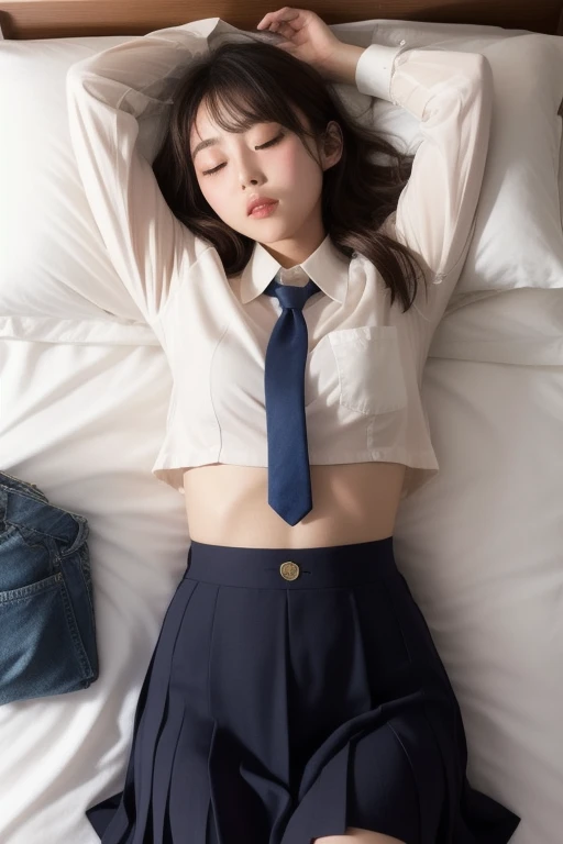 ((sleeping face))、(Lying on the tatami)、Japanese woman showing her panties:1.1)、((Sleep on your back:1.4))、Lips parted、Expressionless、mansuji、Wet Panties、Small panties、Realistic、((Summer uniform))、skirt、Realistic skin texture、Realistic、(アップskirt、skirtリフト)、Highest quality、masterpiece:1.3、Ultra-high resolution、View from below:1.9、Crotch close-up:2.08、Embarrassed look、(Spread your legs out to the side)、((Viewer:1.4))、The most beautiful girl in the world、Bold Pose、barefoot、