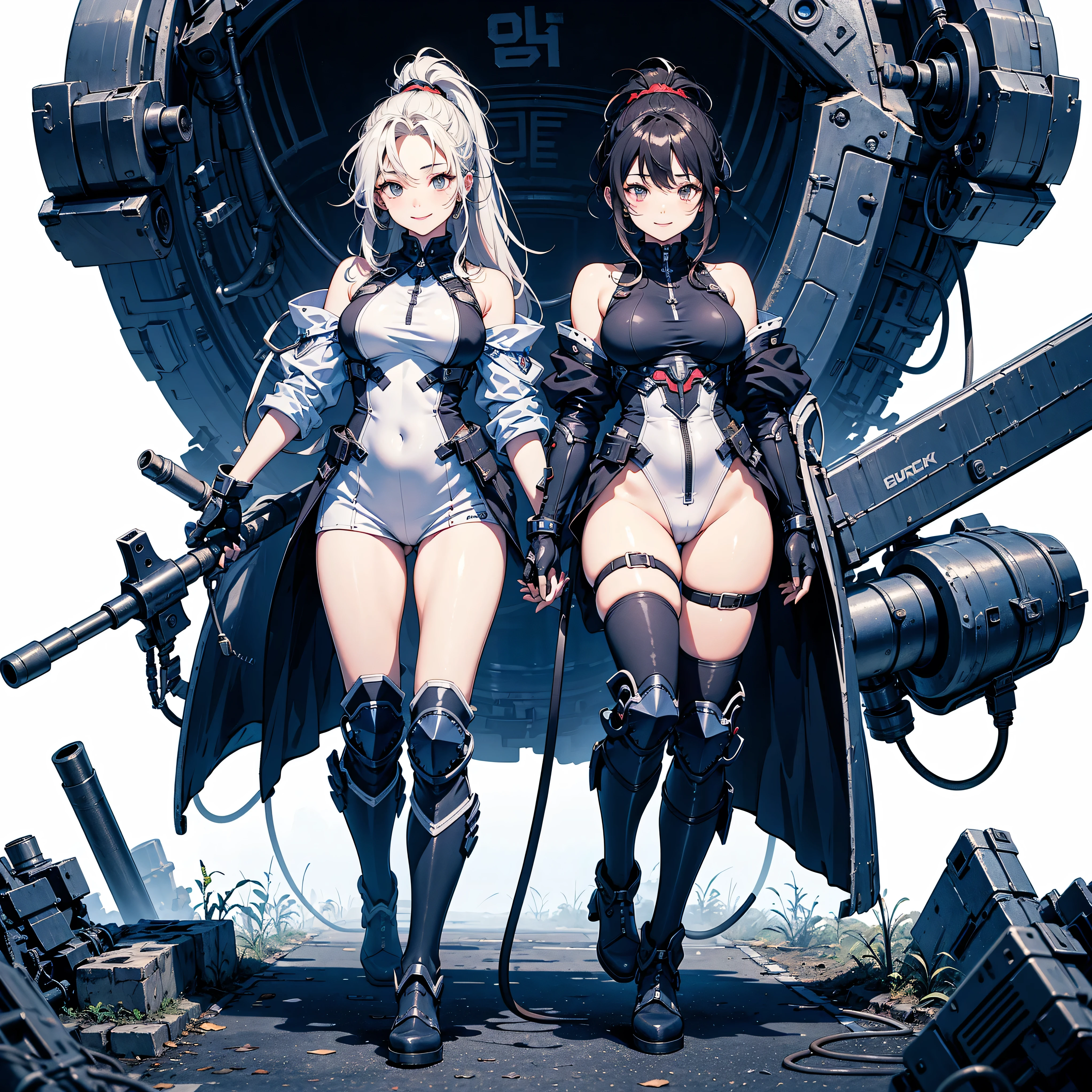 Perfect Anatomy, Highest quality, rose,,Provocative attitude
(Inside the futuristic base:1.1)(Emotionless,Expressionless:1.4),Anime Style,(Ruffled swimsuit, Knee socks, Removed sleeve), (Anime Style:1.4) ,(Three Girls:1.5),
Silver Hair,(White fingers:1.1,Black gloves),Very long hair,Evil Aura,(From directly below:1.4),whole body