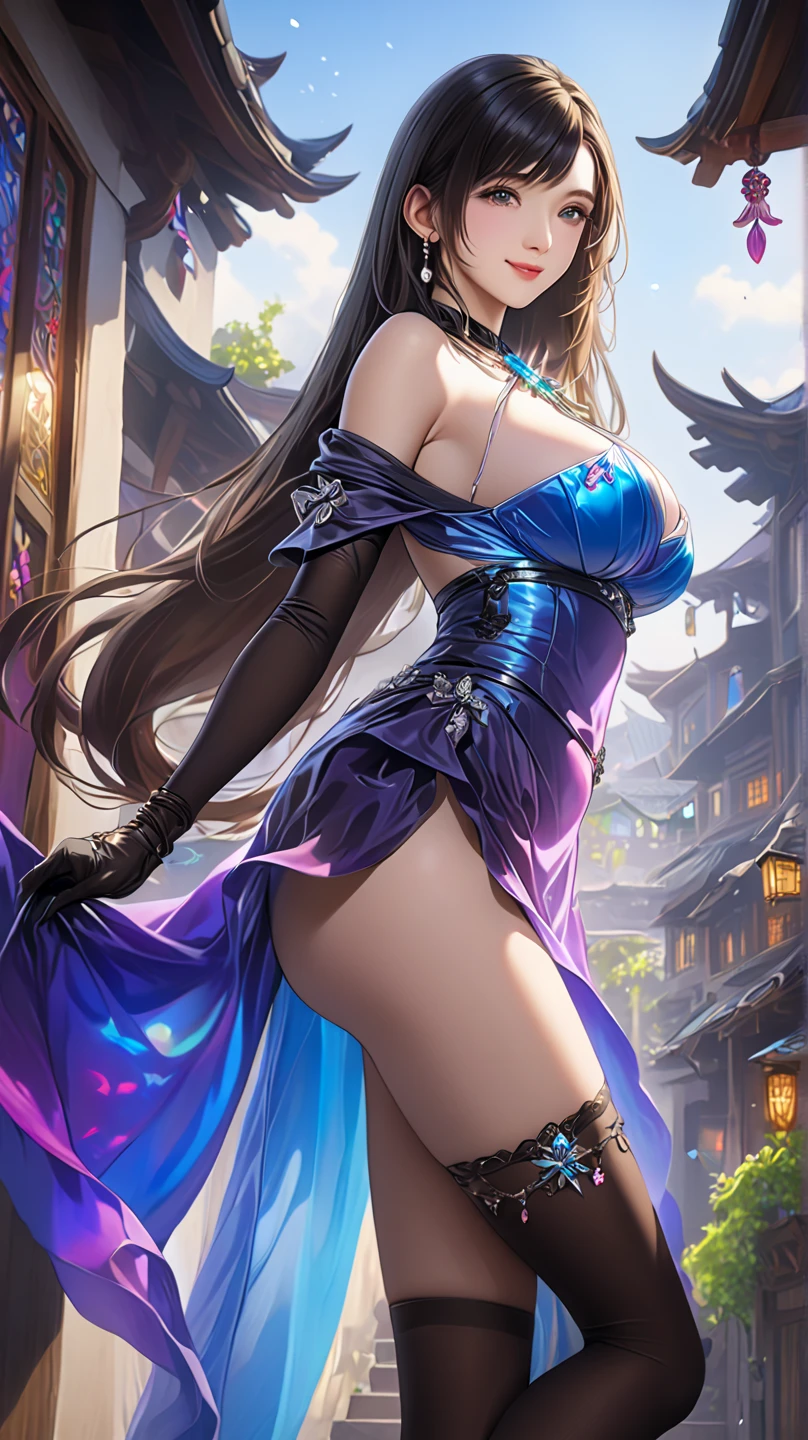 (best qualtiy,tmasterpiece:1.2),超高分辨率,realisticlying,Front lighting,Complicated details,Exquisitedetailsandtextures,1girll,独奏,(年轻),Facial highlights,The upper part of the body,Detal Face,tear-mole,white skinned,Black color hair,pony tails,pigtails,looking at viewert,largeeyes,Silk robes,(Openwork pattern,white colors,silkouette),耳Nipple Ring,mediuml breasts,slimfigure,Deluxe Room,profesional lighting,photon maping,Radio City,physically-based renderingt,