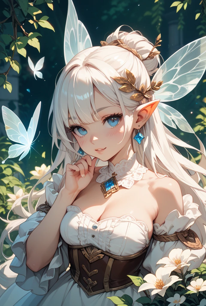 (8K、RAW photo、highest quality、masterpiece:1.2)、detailed background、beautiful and detailed face、beautiful and smooth skin、skin texture、professional lighting、Multiple little fairies、Fairies wearing fruit and candy costumes give a colorful and cute impression..。Fairy costumes with sparkling wings and frilly dresses give a fantastic and cute impression..。
cute hairstyle、(big breasts:1.5)