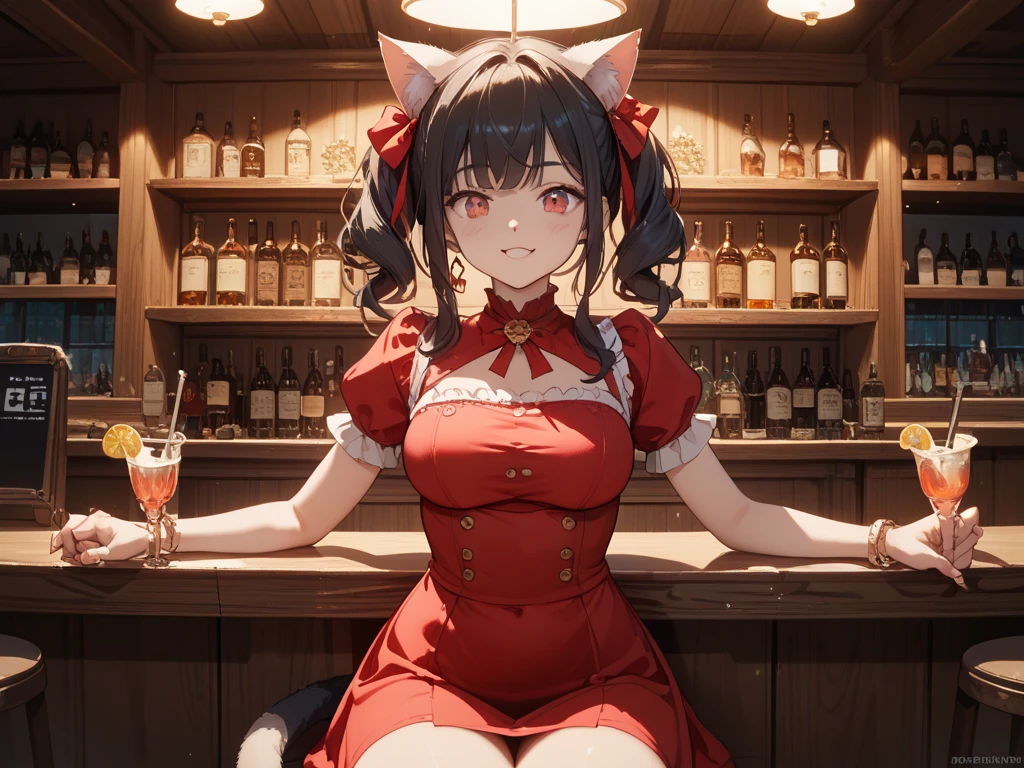 Fox monster beast ear girl，Pull out red love heart with hand，red liquid on chest，Be red in the face
