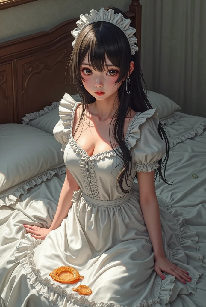 (Artwork of exceptional craftsmanship),(Detailed illustrations,(Very ideal anatomy),Very detailed and detailed drawing,Delicate lines with slow and rapid,(Realistic texture expression)),[Color tressed main line],[Strange bedroom background],[HENTAI ANIME] (JapaneseGirl (Beautiful shape) 15yo student [Luxury Girl] (cat ear ((plump)) (large chest with drooping,[wide areola]))),(Full body lingerie (Pure white corset) (Ribbon Ruffled Lace Fabric [lolita fashion])),[Realistic and glossy skin expression ([High humidity] (Soft body)),([sitting] [[boredom]] gravure),Transparency, soft ambient light,(Perfectly proportioned),(Fine and beautiful skin expression [realistic skin detail]),[Design built to the highest level,[Advanced structural understanding of materials],Ideal color coordination],(Intricate and beautiful decoration [Dense detail]),(More on shiny hair),[Perfect hand details [Beautiful Finger]],(Beautiful perfect face [Realistic face details]),[Clear gaze],[long and beautiful eyelashes],[Perfect eye details (Eyes beautifully drawn down to the smallest detail)],(detaileds,high-detail),([Precision Detail],[multi-layer texture],HighQuality,hight resolution),[(Accurate simulation of light-material interactions),Understanding Airflow,Mechanically correct representation],[Visual art that conveys a sense of narrative] [Full body like],[[Desaturation]].
