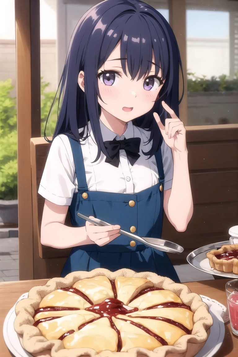 azusanakano, Azusa Nakano, Black Hair, (Brown eyes:1.5), Long Hair, Twin tails,smile,blush,break skirt, shirt, bow, ribbon, , white shirt, Short sleeve, Pleated skirt, collared shirt, mini skirt, bowtie, Black Loafers , Black Skirt, green ,bow ,red sweater vest:1.5),Sitting on a chair with legs crossed,There is food on the table,Black pantyhose,Brown loafers,whole bodyがイラストに入るように,
break indoors, classroom,
break looking at viewer, whole body,
break (masterpiece:1.2), highest quality, High resolution, unity 8k wallpaper, (figure:0.8), (Beautiful fine details:1.6), Highly detailed face, Perfect lighting, Highly detailed CG, (Perfect hands, Perfect ???????),