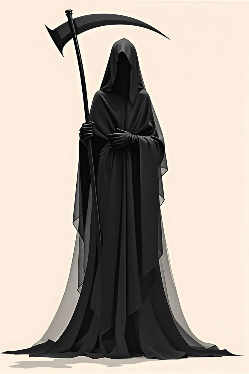 Grim Reaper Silhouette in white background