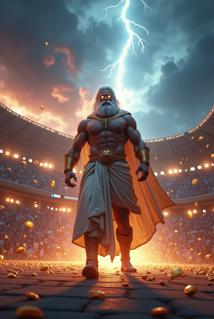 Zeus at the 2024 Olympics posture Spear Throwing
