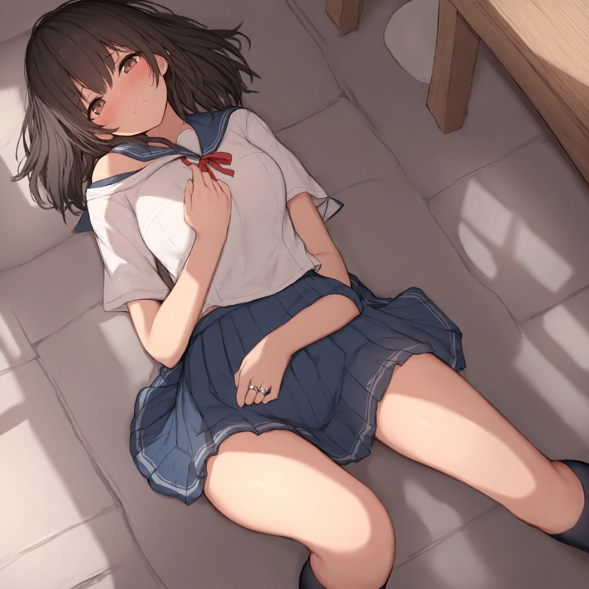 anime schoolgirl body on the couch face down