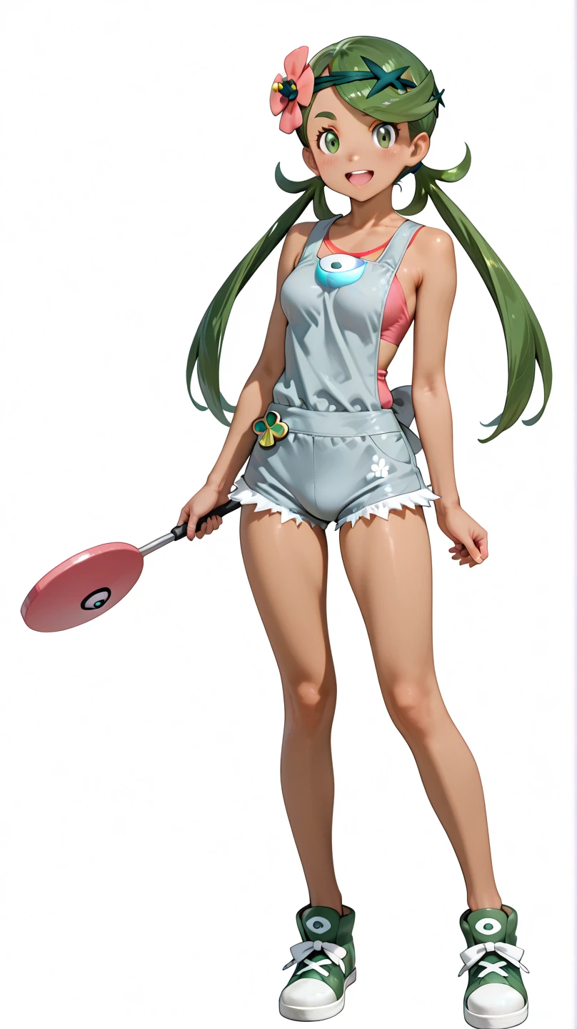 ((Best Quality)), ((Masterpiece)), ((Realistic)) 19 year old, redhead girl, shoulder length hair ((hair ribbon)) ((big happy smile )) ((( light green one piece swimsuit ))) (((mini skirt))) ((slender)) (busty) ((sexy )) (((white thong))) bun hairstyle, (((detailed character sheet, frontal view, side view, three quarter view))) (((white background))) 6 and a half heads full body