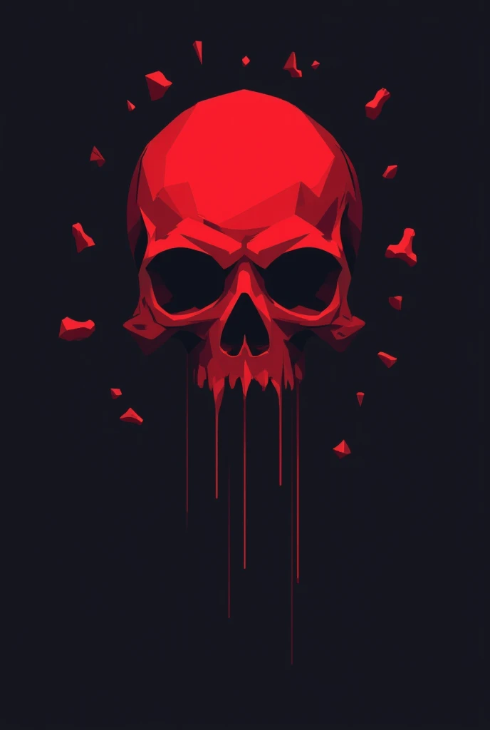 skull formed by a bleeding barcode, bacground factory gears.