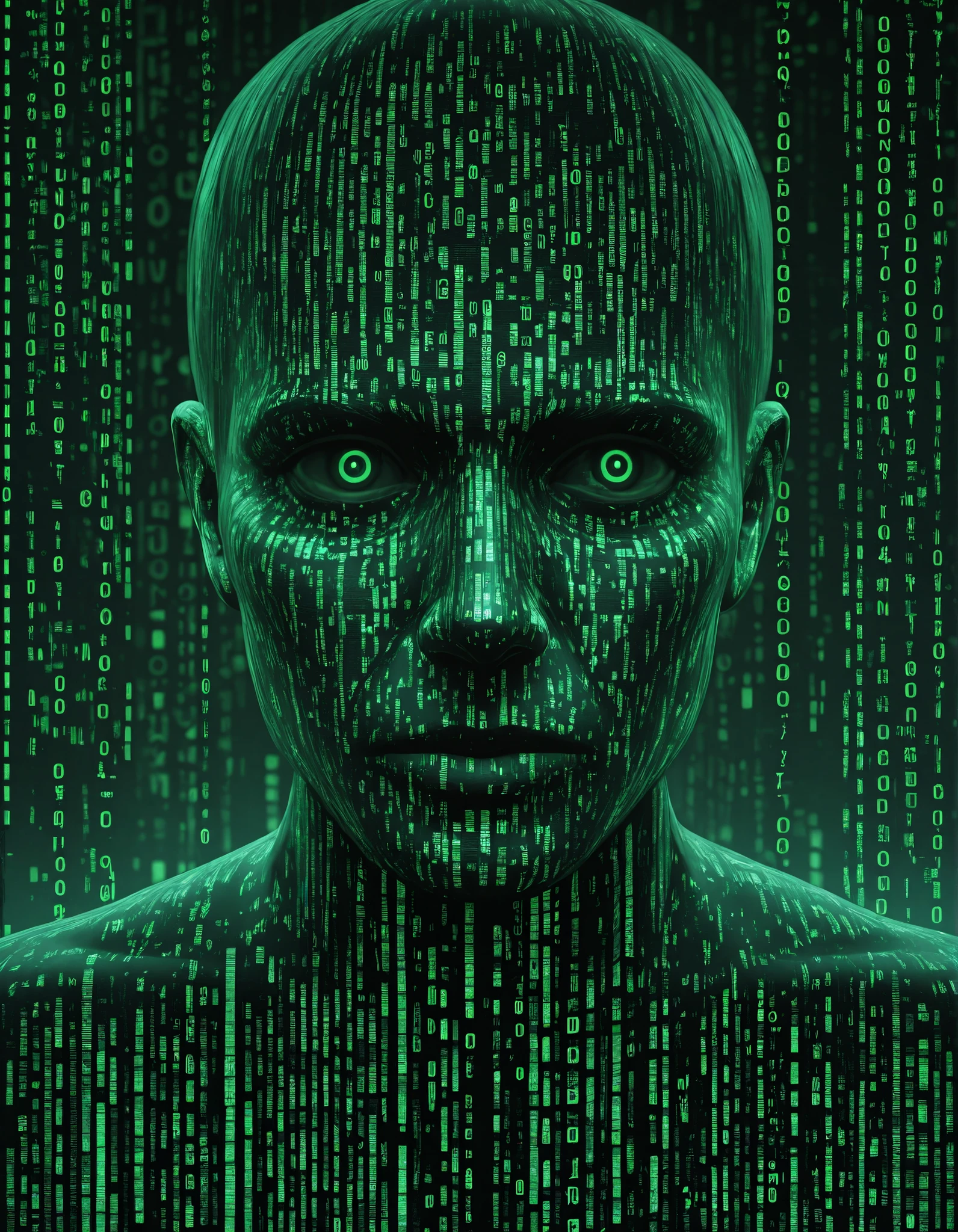 detailed, mmatrix-style, silhouette, code, text focus, glitch, digital dissolve, 1boy