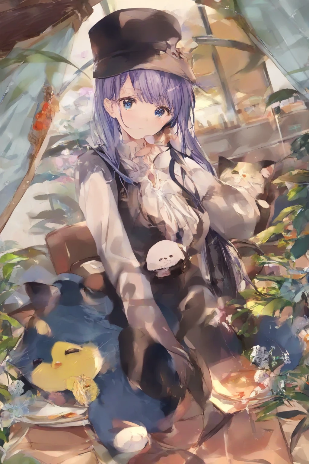 best quality, masterpiece, anime girl , young girl, 24 years old, thick legs , 1 girl, bangs,long hair, cute face, perfect shot, perfect anatomy, ganyu, medieval, garden background, mountais, forest, full body, 4k, high resolution , detailed face, detailed eyes, close eyes, sitting, picnic, panorama pov, first person view, kiss, kissing pov, inminent kiss