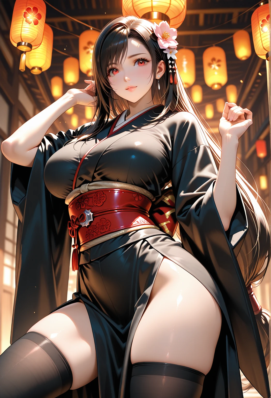Umalinda warrior sexy, pretty face, Delicious Company, Alluring figure, Wearing a sexy open kimono. The artwork is created in a medium reminiscent of Japanese ink paintings....., 具有大胆的笔触和Monochromatic color palette. artist'Masterful technique reveals the intensity and power of the image'sense of presence,with the highest quality, Perfectly capture every detail with ultra-high resolution. Textures and intricate patterns on kimonos are rendered with extreme precision. Lighting is carefully designed,Enhance drama, Features deep shadows and subtle highlights. General, The artwork exudes elegance and power, Combining traditional Japanese aesthetics with a modern feel. Monochromatic color palette, Combine details, Create captivating and immersive experiences for your audience.
