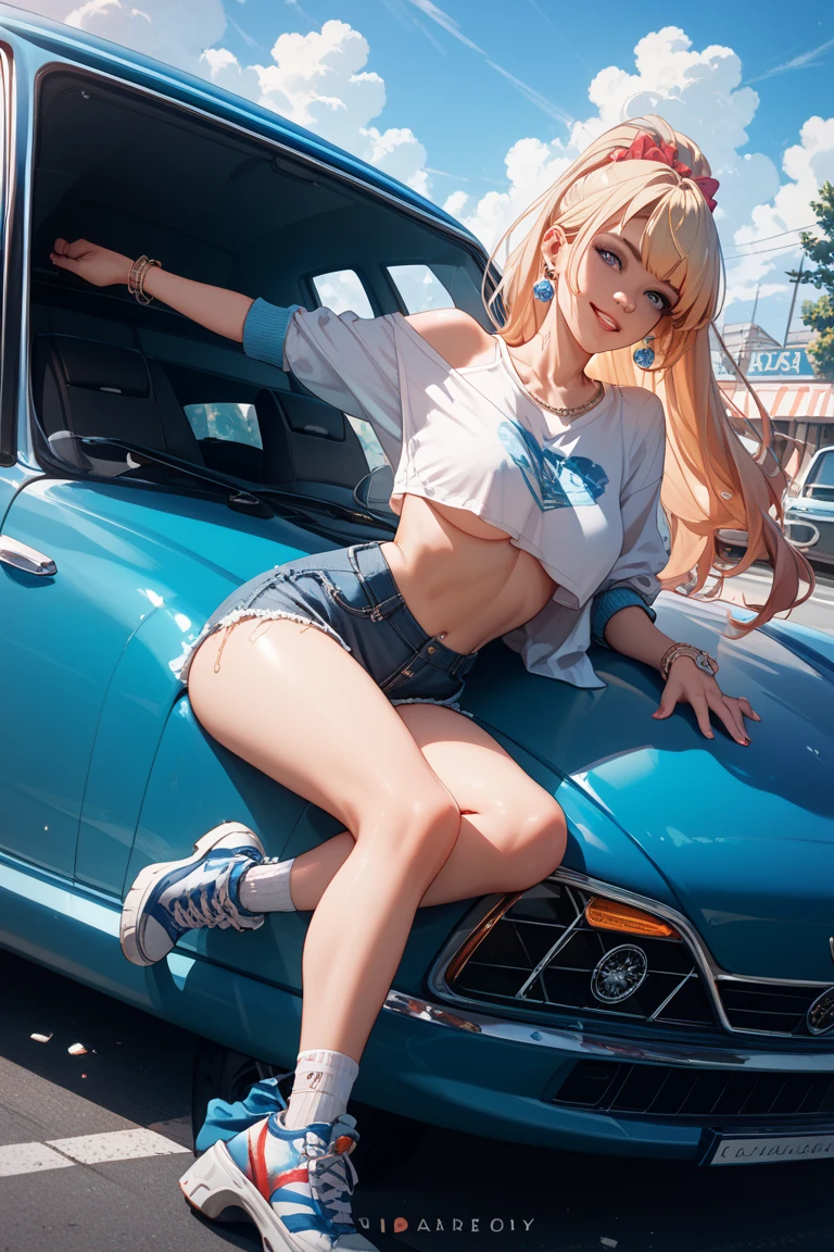 (Masterpiece), (HD), (High Resolution), (Best quality and very detailed), (Perfect Anatomy), (Fantasy Genre), (Anime style), (Highest resolution and Quality), (character alone, solo)
{{(1character:60years old lady milf citizen:(messy hair tied in a medium messed ponytail, fair skin, blue eyes, sweet open smile, happy carefree expression, Big breasts, nice figure, Beauty mature feminity, beautiful arms, beautiful legs, delicated features),((blue yellow and pink one-piece swimsuit), (yellow heeled shoes) yellow ribbon in the hair messed-ponytail),(gentle posture, sweet mother demeanor, loyal protectice wife attitude, standing upright, sweetness and love),(morning at central park, United States city, summer season, central para New York))}}