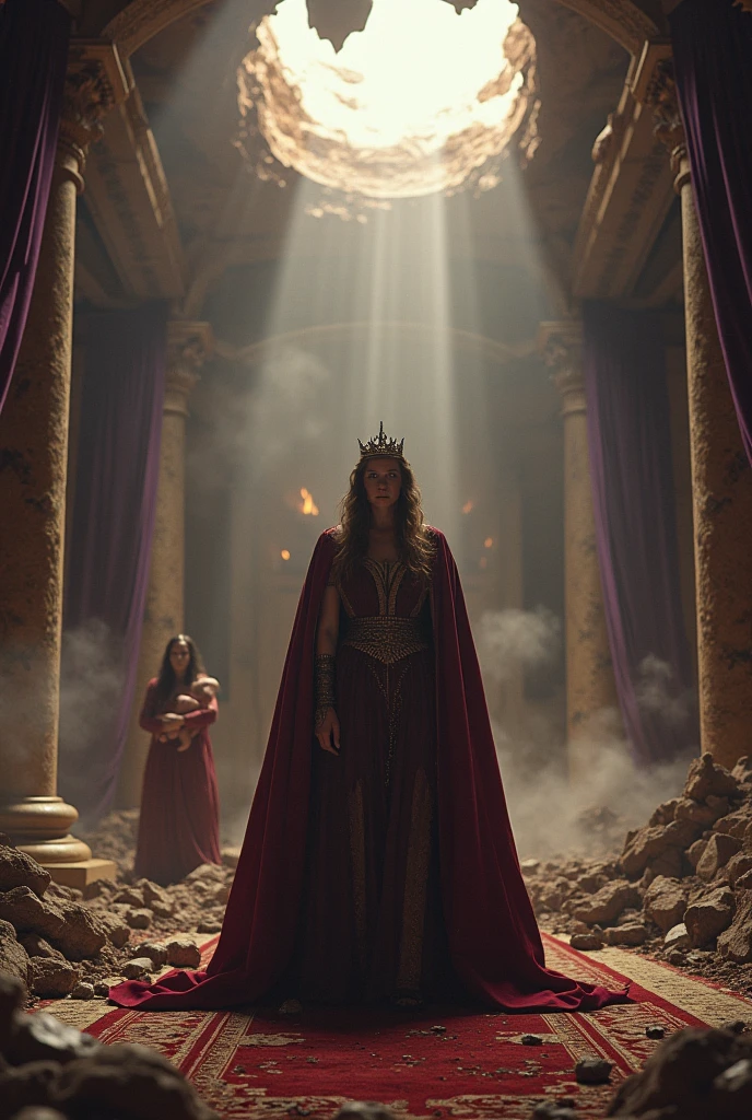 Design a striking and dramatic YouTube thumbnail featuring Jezebel, the biblical queen, in a powerful and menacing pose. She should be centrally positioned, holding the severed head of a prophet in her hands, with a chilling expression of triumph and malevolence. Dress her in lavish, richly adorned garments in deep reds and golds to signify her power and dark influence.
In the background, depict several lifeless prophets without heads, scattered and arranged to convey the scale of her cruelty. Use a dark and moody color palette with high contrast to create a sense of drama and intensity. Incorporate bold, eye-catching text for the video title, such as "Jezebel: Queen of Bloodshed" or "The Ruthless Reign of Jezebel," ensuring it stands out against the dark and intense background.
The overall design should evoke a sense of horror and intrigue, compelling viewers to click on the video to learn more about the dramatic and brutal aspects of Jezebel's story.
