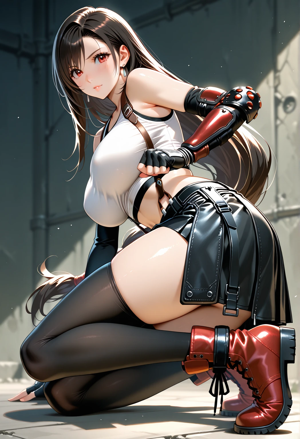 4k,extremely detailed CG , high-resolution, masterpiece, best quality, ultra-detailed,illustration, an extremely delicate and beautiful, well-groomed face ,Perfect face, perfect body,perfect hands, nsfw(nsfw:1.4), 1girl, outdoors, shoot from below , nude(nude:1.4), one hand salute(one hand salute:1.3), full body,(one hand salute:1.3),standing,Smile