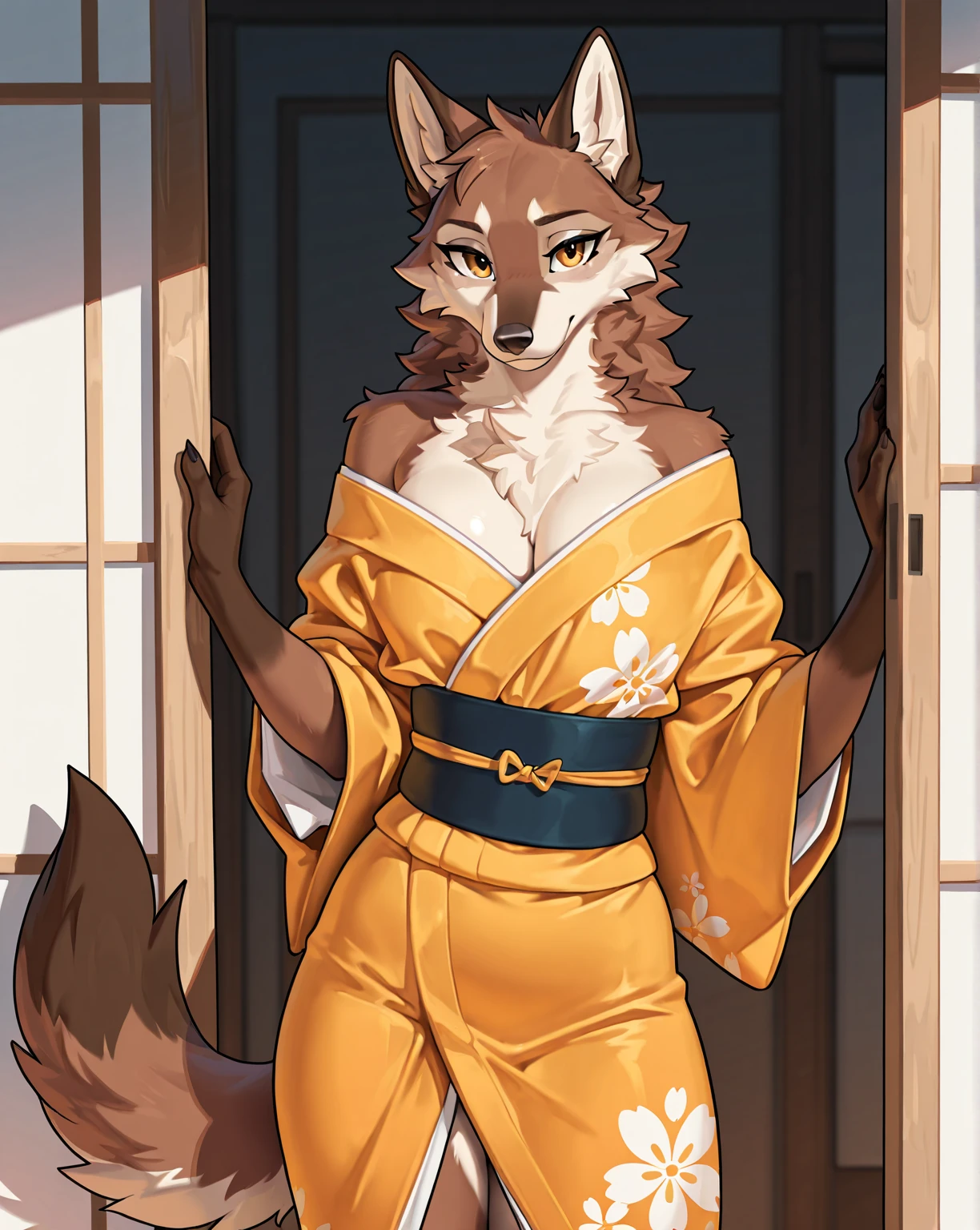wearing an elegant gold tiedye wool ball gown with sequins, diamond rings, satin sash, and a red checked twill pea coat, and sandals, detailed background, fox, female furry, smiling, multicolored fur, 
masterpiece, detailed fur, realistic fur, fox ears, fluffy tail, 
full body, detailed skin, detailed face and eyes, higher body and limbs detail, realistic proportions, 
detailed lighting, cinematic lighting, detailed ambient light, gray natural lighting, backlighting, crepuscular ray, 
half body shadow, sharp focus, [by dagasi|ancesra:0.6], [by foxovh|personalami:1.1], [by einshelm|tom_fischbach], (by Hioshiru:0.9), [by zackary911, by thebigslick]