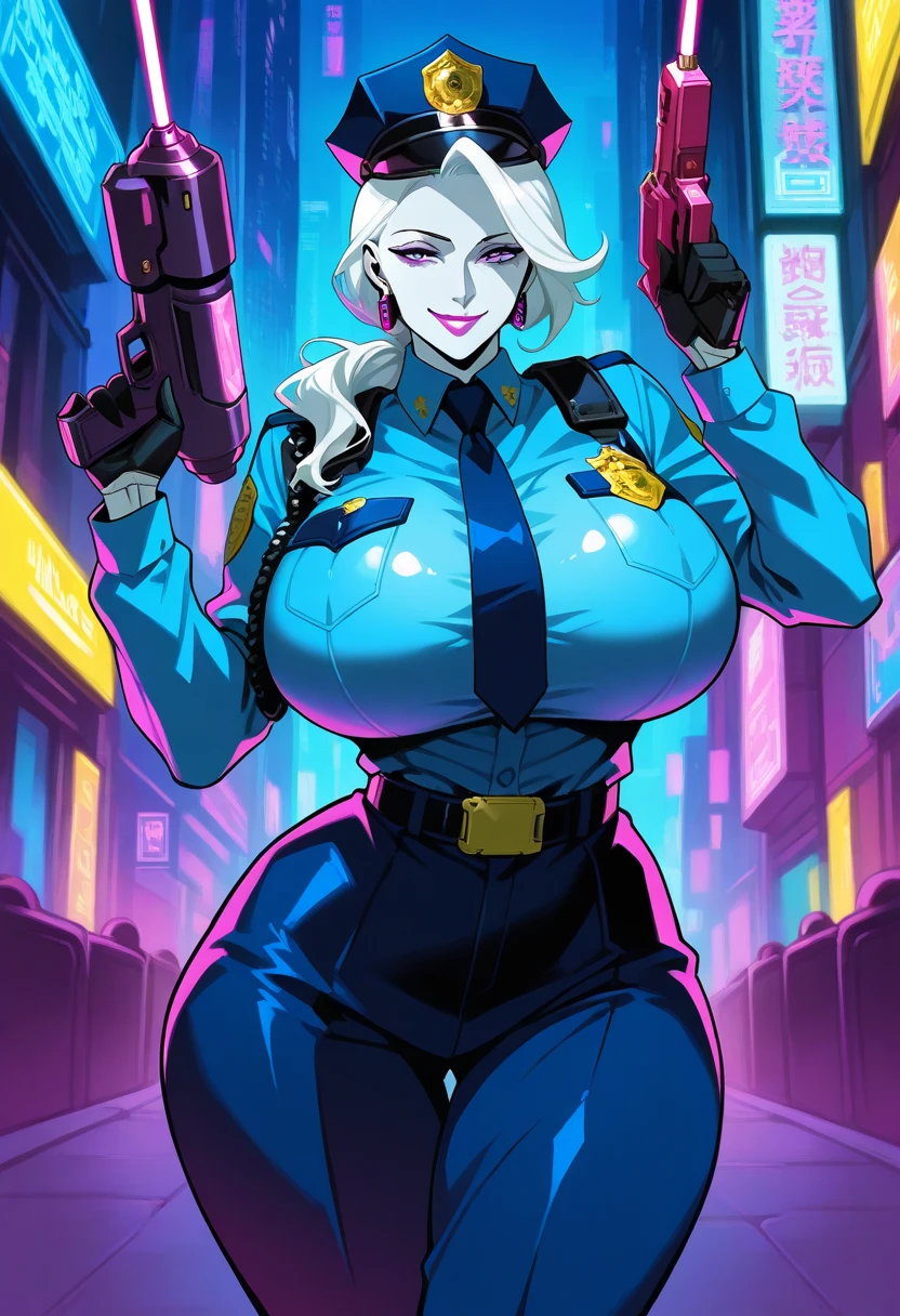 Nsfw,Platinum blonde__hair color__, woman, huge breast, city background, large fluffy white fur coat, blue dress, professional, 4K, HD, UHD, 8K, high detail,candycharms