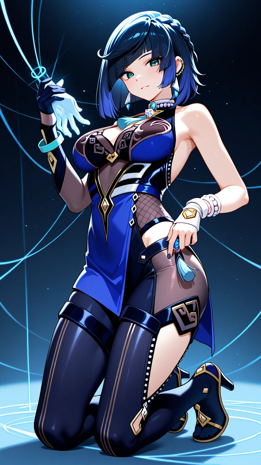 Trading card, Kitana, sexy pose, big breasts, bubble but, face mask, sexy dress